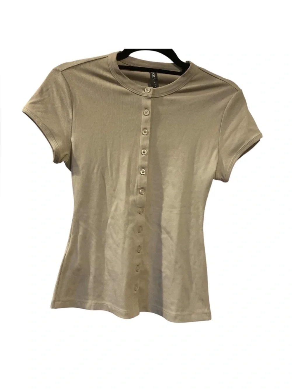 Vuori Pose Short-Sleeve Button up crew neck Top - white heather grey - Picture 3 of 4